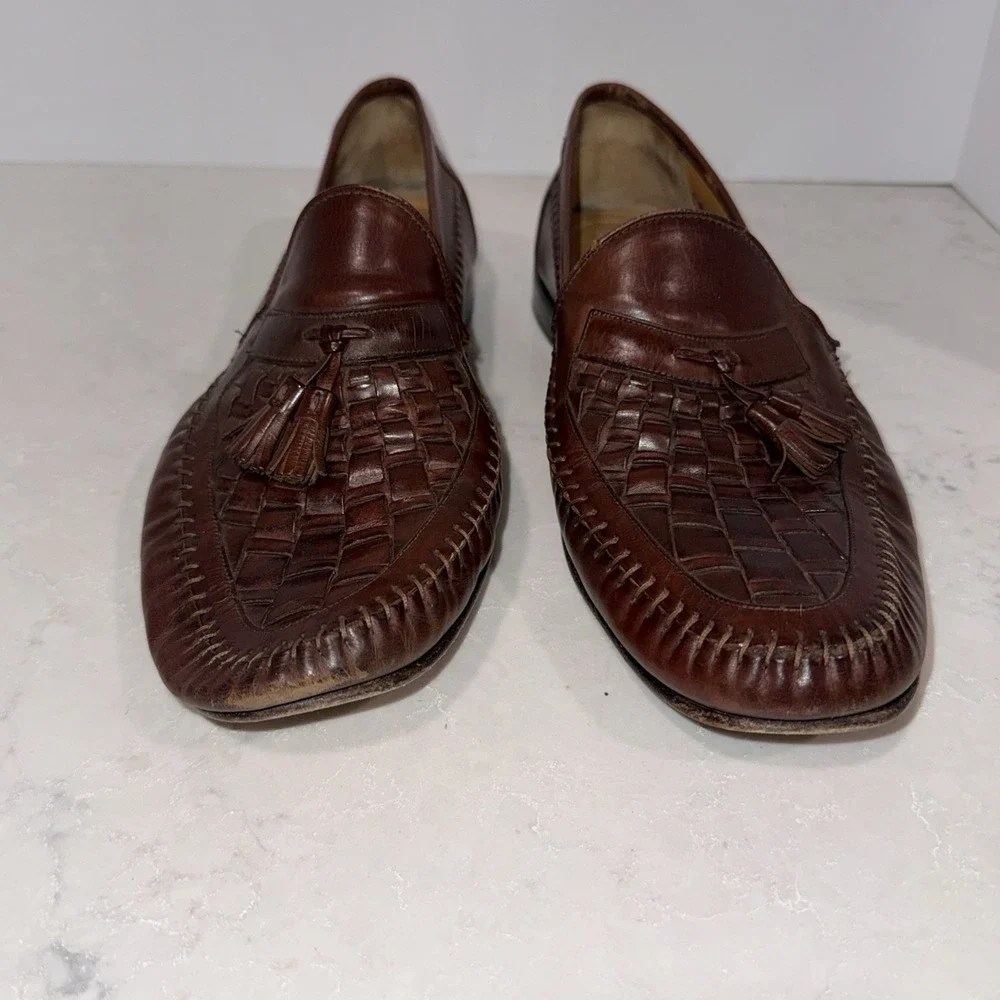 Nordstrom Brown Leather Tassel Loafers, Italy, , Size 14 D EXCELLENT